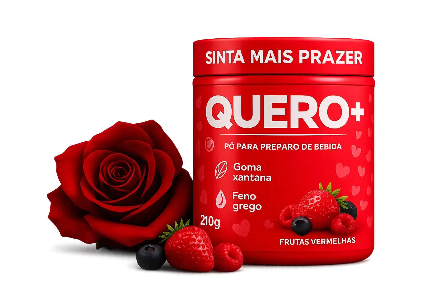 QUERO+ pote com rosa e frutas vermelhas